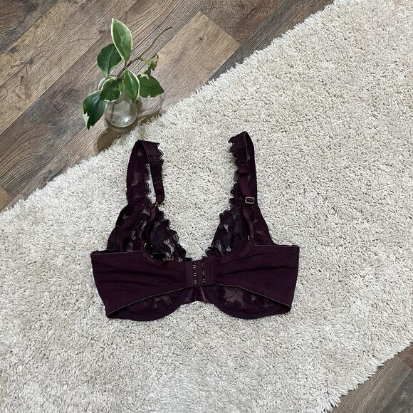 Victoria's Secret Size 34G Purple Lace Embroidered Unlined Demi Underwire Bra - Picture 4 of 5